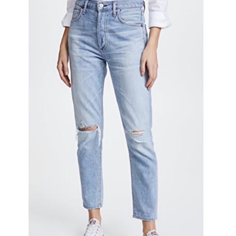 Citizens of Humanity Liya Jeans High Rise Classic Fit straight leg Distressed 25
